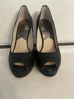 Michael Kors Black Peep-Toe Platform Heels